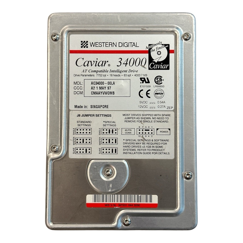 WESTERN DIGITAL CAVIAR 34000 AC34000-00LA AT COMPATIBLE INTELLIGENT DRIVE untest